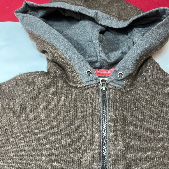 Carbon2Cobalt gray wool Sweater elbow patches Brown Lambswool Nylon Hoodie ¼ Zip - Picture 5 of 12